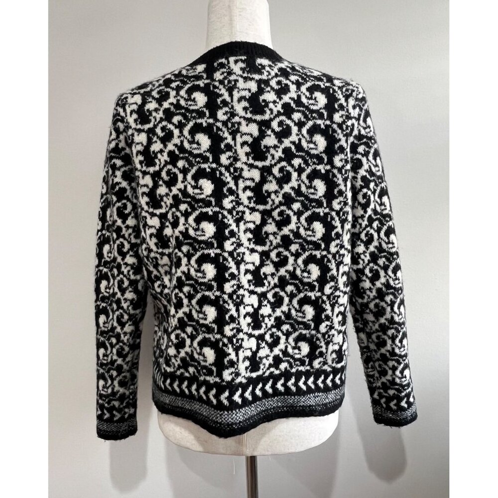 Croft & Barrow Nordic Print Cardigan Sweater Womens S Black Button Up - Picture 2 of 7